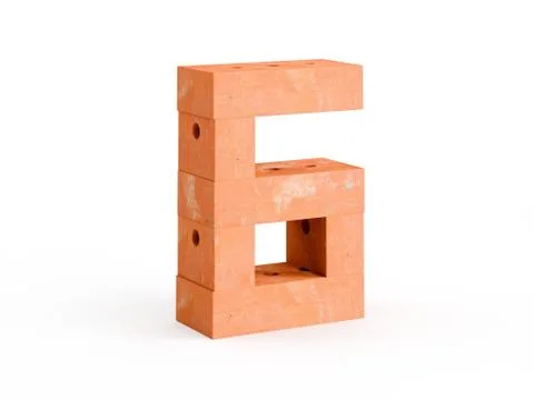 3d render brick digits CG on white background Stock Illustration