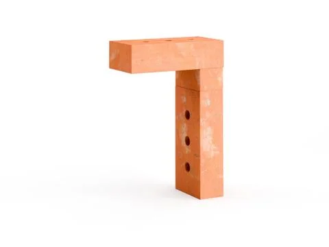 3d render brick digits CG on white background Stock Illustration