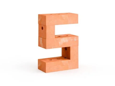 3d render brick digits CG on white background Stock Illustration