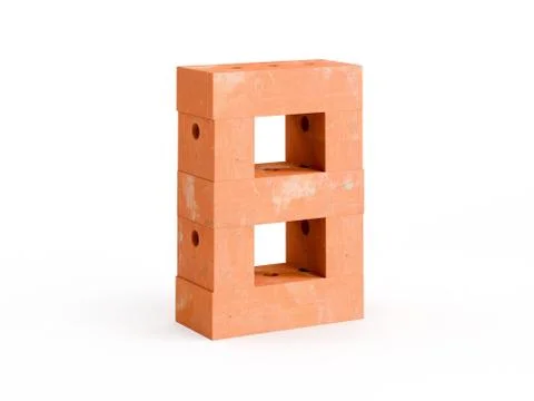 3d render brick digits CG on white background Stock Illustration