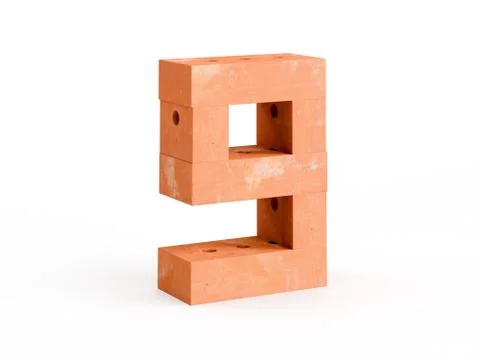 3d render brick digits CG on white background Stock Illustration