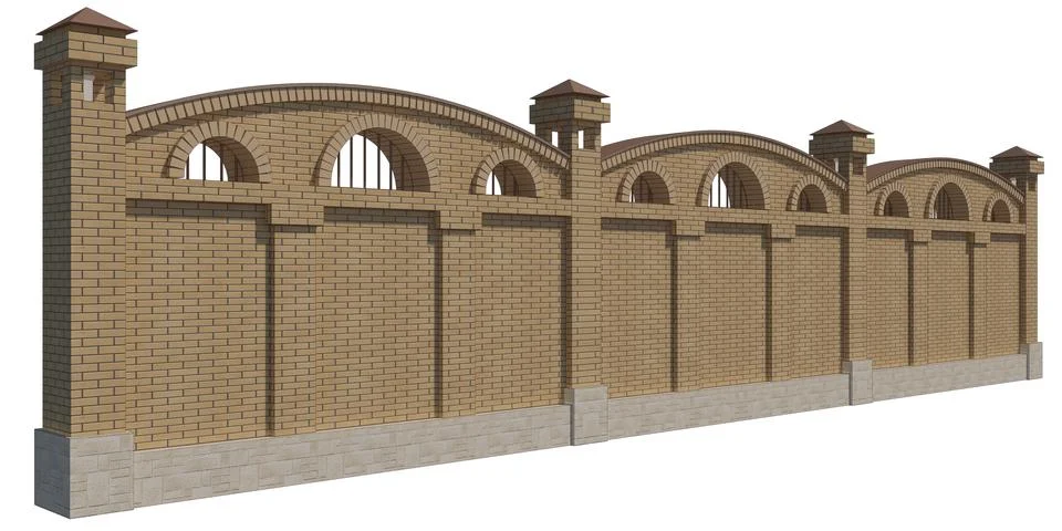 3D render of a brick fence Stock Illustration
