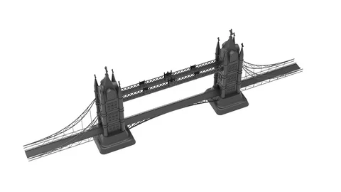 3d render bridge architecture on white background Stock Footage 87170970