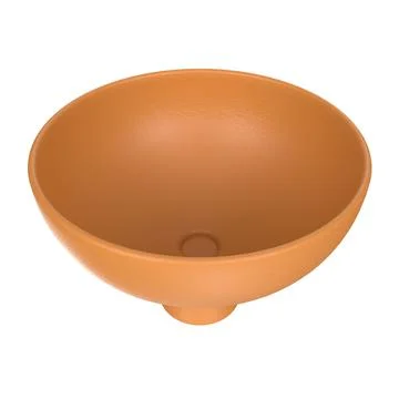 3D render of a bright orange bowl on a pristine white background Stock Photos