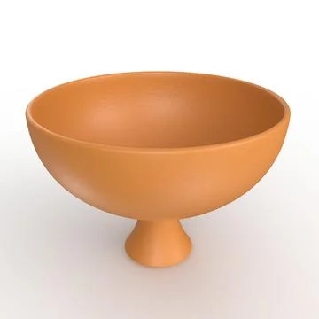 3D render of a bright orange bowl on a pristine white background Stock Photos