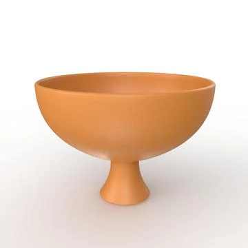 3D render of a bright orange bowl on a pristine white background Stock Photos