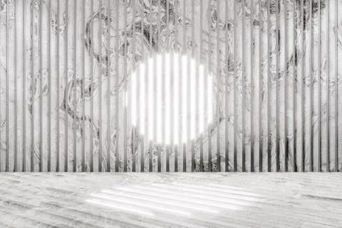 3D render of bright sun shining through marble wall paneling Stock Illustration