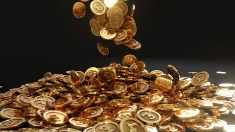 3D render of British pound coins falling. Stock Footage 307575712