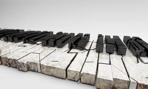 3D render . Broken and old piano Stock Illustration
