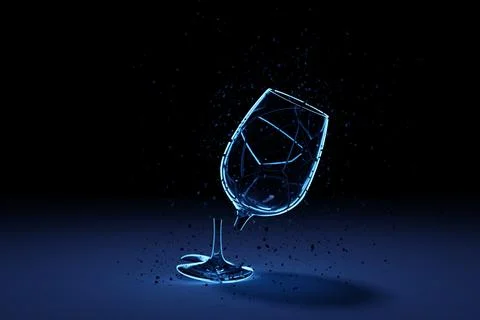 3D Render Broken Glass Realistic wine glass Mock Up, 3D illustration Graphic  Stock Illustration