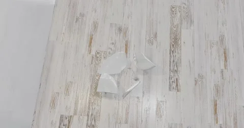 3d render of a broken plate into small fragments, breaking animation in slow Stock Footage 221217439