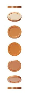 3D Render Bronze Coins in different vertical view Stock Illustration