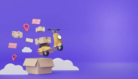 3d render of brown cardboard boxes parcel for mock up and creative design. .. Stock Illustration