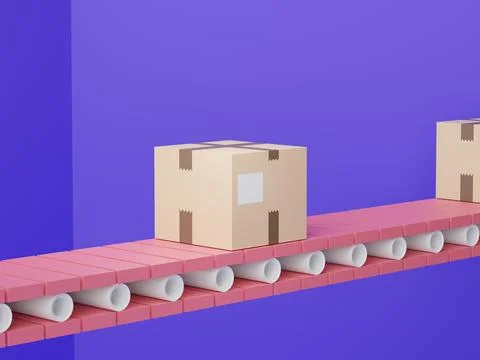 3d render of brown cardboard boxes parcel for mock up and creative design. .. Stock Illustration