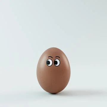 3D Render of a Brown Egg Character with Curious Eyes isolated on white back.. Stock Illustration