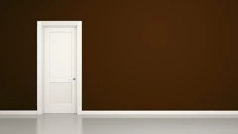 3D render of a brown wall and a door in an empty flat with space for your Stockillustratie