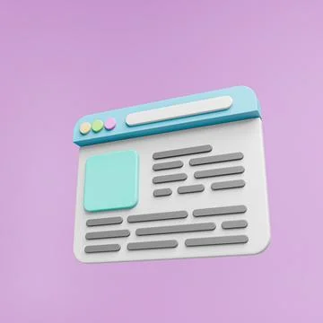 3d render browser page minimalistic Stock Illustration