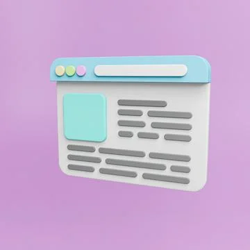 3d render browser page minimalistic Stock Illustration