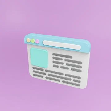 3d render browser page minimalistic Stock Illustration