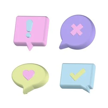 3d render Bubble speak trendy 3d collection for banner design. Online chat icon Stock Illustration
