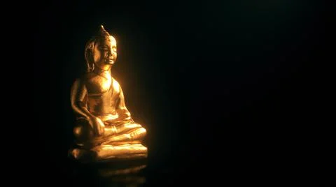 3D render Buddha statue on dark background Stock Illustration