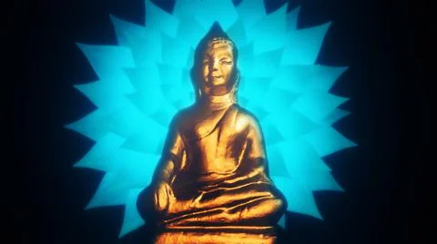 3D render Buddha statue on dark background Stock Illustration