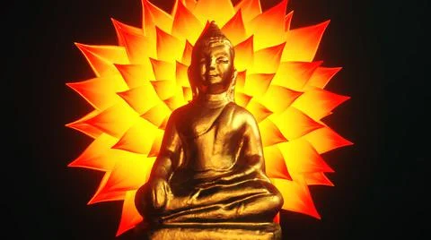 3D render Buddha statue on dark background Stock Illustration