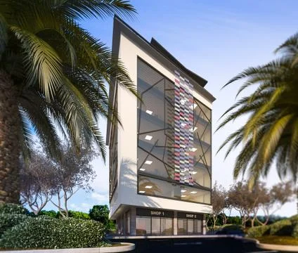 3D Render of the building exterior Ilustración de archivo