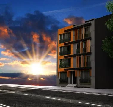 3d render of building exterior Ilustración de archivo