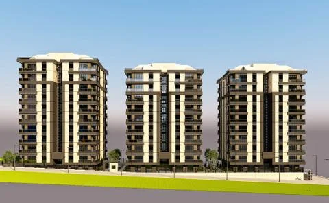3d render of building exterior Stock Illustration