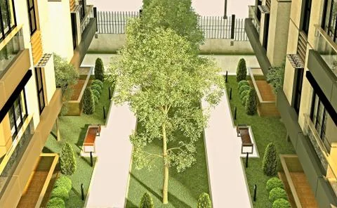 3d render of building exterior Stock Illustration