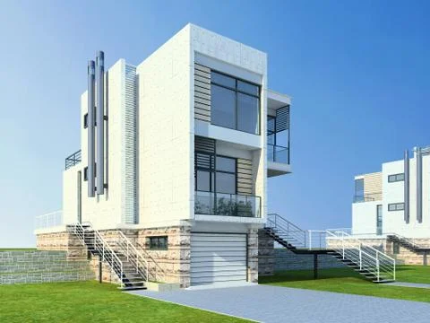 3D Render of Building Exterior Ilustración de archivo