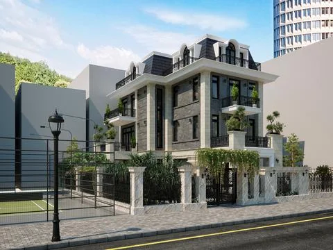 3d render of building exterior Ilustración de archivo