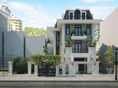3d render of building exterior Ilustración de archivo