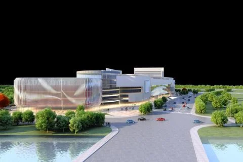 3d render of building exterior view Ilustración de archivo