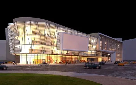 3d render of building exterior view Ilustración de archivo