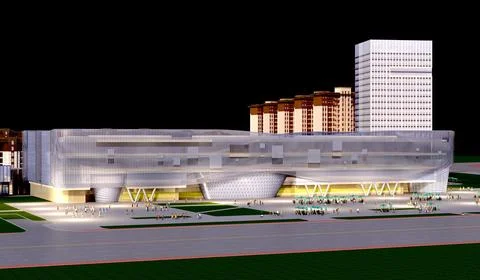 3d render of building exterior view Ilustración de archivo