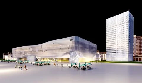 3d render of building exterior view Ilustración de archivo