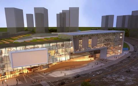 3d render of building exterior view Ilustración de archivo