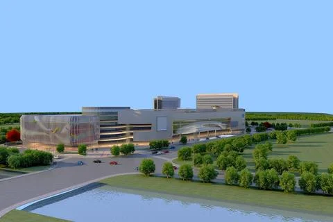 3d render of building exterior view Ilustración de archivo