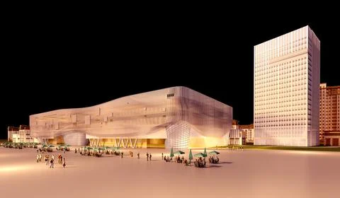 3d render of building exterior view Ilustración de archivo