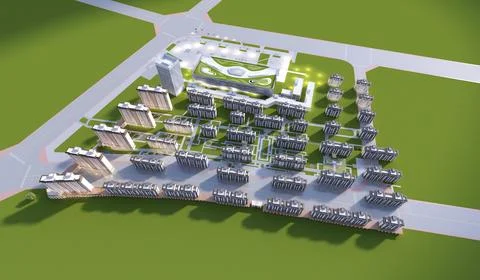 3d render of building exterior view Ilustración de archivo
