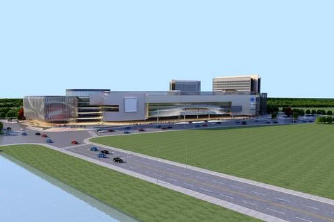 3d render of building exterior view Ilustración de archivo