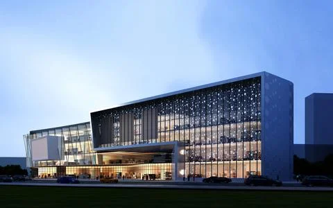 3d render of building exterior view Ilustración de archivo