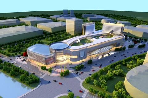 3d render of building exterior view Ilustración de archivo