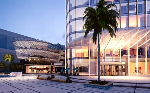 3d render of building exterior view Ilustración de archivo