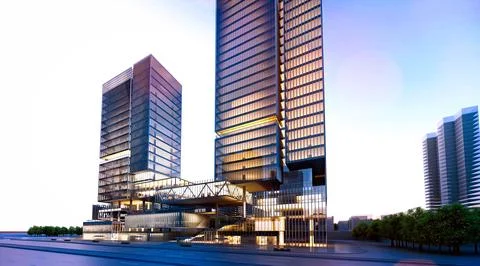 3d render of building exterior view Stock Illustration