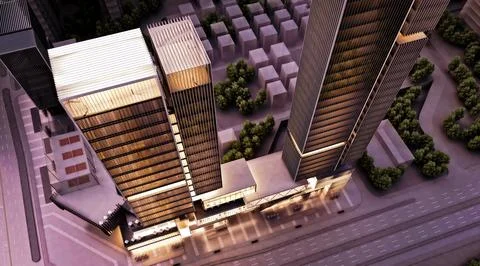 3d render of building exterior view Ilustración de archivo