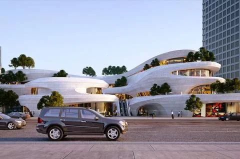 3d render of building exterior view Ilustración de archivo