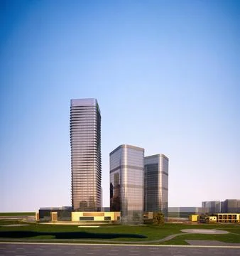 3d render of building exterior view Ilustración de archivo